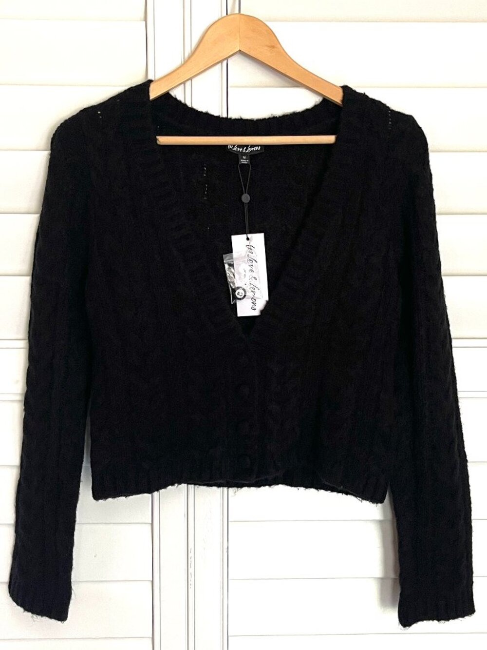 NWT For Love and Lemons Long Sleeve Billie Cardigan in Black Size M - Picture 5 of 10